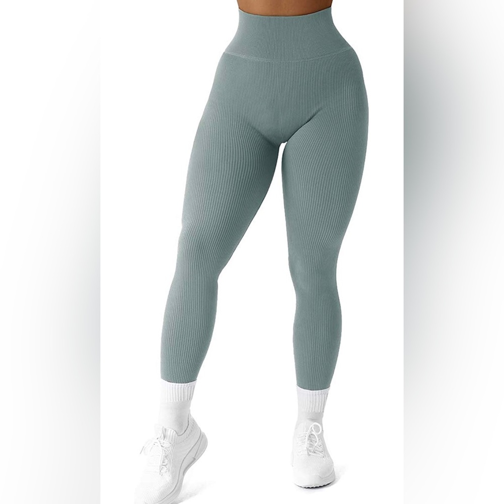 Ribbed Seamless Leggings High Waisted Tummy Control